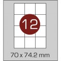 Этикетка самоклеящаяся А4 (12 шт на листе) 70 х 74,2 мм с прямыми углами