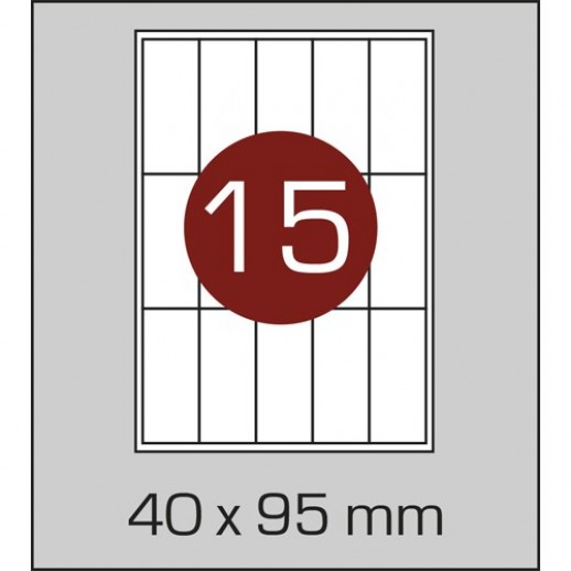 Этикетка самоклеящаяся А4 (15 шт на листе) 40х95 мм с прямыми углами