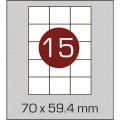 Етикетка самоклейка А4 (15 шт на аркуші) 70х59,4 мм з прямими кутами