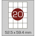 Этикетка самоклеящаяся А4 (20 шт на листе) 52,5 х 59,4мм с прямыми углами