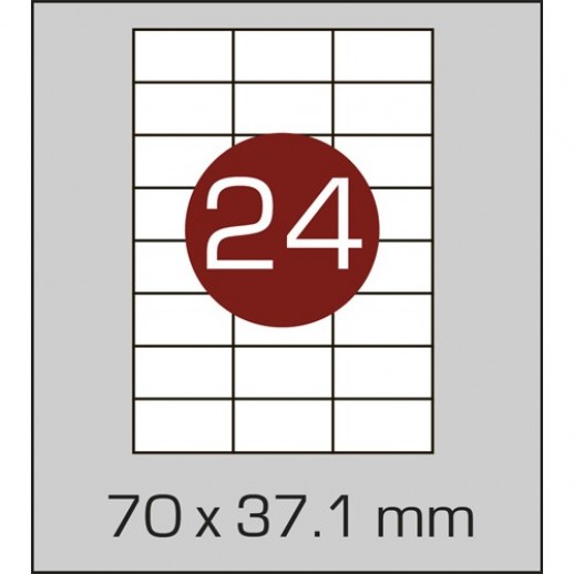 Этикетка самоклеящаяся А4 (24 шт на листе) 70 х 37,1мм с прямыми углами