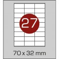 Этикетка самоклеящаяся А4 (27 шт на листе) 70х32мм с прямыми углами
