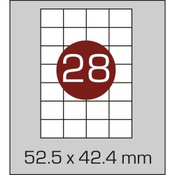 Етикетка самоклейка А4 (28 шт на аркуші) 52,5х42,4мм з прямими кутами