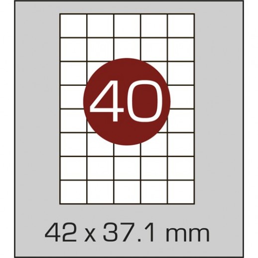 Етикетка самоклейка А4 (40 шт на аркуші) 42х37,1мм з прямими кутами