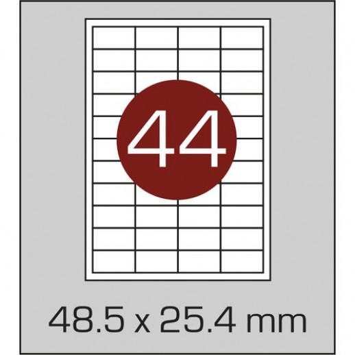 Этикетка самоклеящаяся А4 (44 шт на листе) 48,5х25,4 мм с прямыми углами