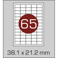 Етикетка самоклейка А4 (65 шт на аркуші) 38,1х21,2 мм с з заокругленими кутами