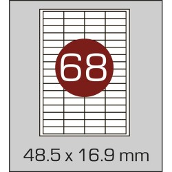 Етикетка самоклейка А4 (68 шт на аркуші) 48,5х16,9 мм з прямими кутами