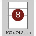 Этикетка самоклеящаяся А4 (8 шт на листе)105 х 74,2мм с прямыми углами