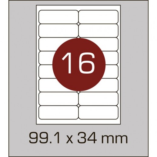 Этикетка самоклеящаяся А4 (16 шт на листе) 99,1х34 мм с скругленными углами