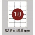Этикетка самоклеящаяся А4 (18шт на листе) 63,5 х 46,6 мм с скругленными углами