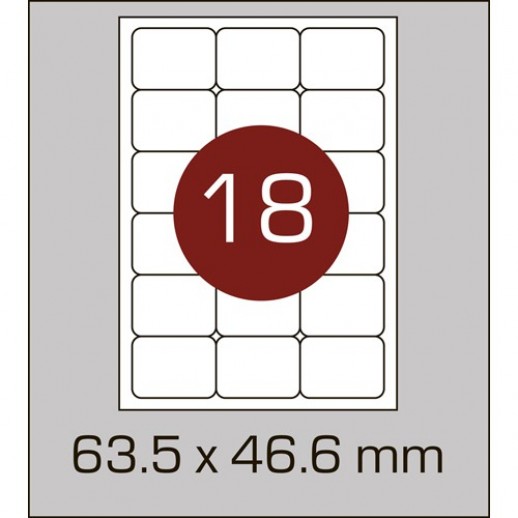 Этикетка самоклеящаяся А4 (18шт на листе) 63,5 х 46,6 мм с скругленными углами