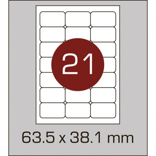 Етикетка самоклейка А4 (21 шт на аркуші) 63,5 х 38,1мм с з заокругленими кутами