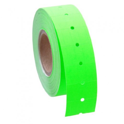 Этикет лента 21,5х12 мм флюорисцентная зеленая 1500 шт, упаковка 64 рулона